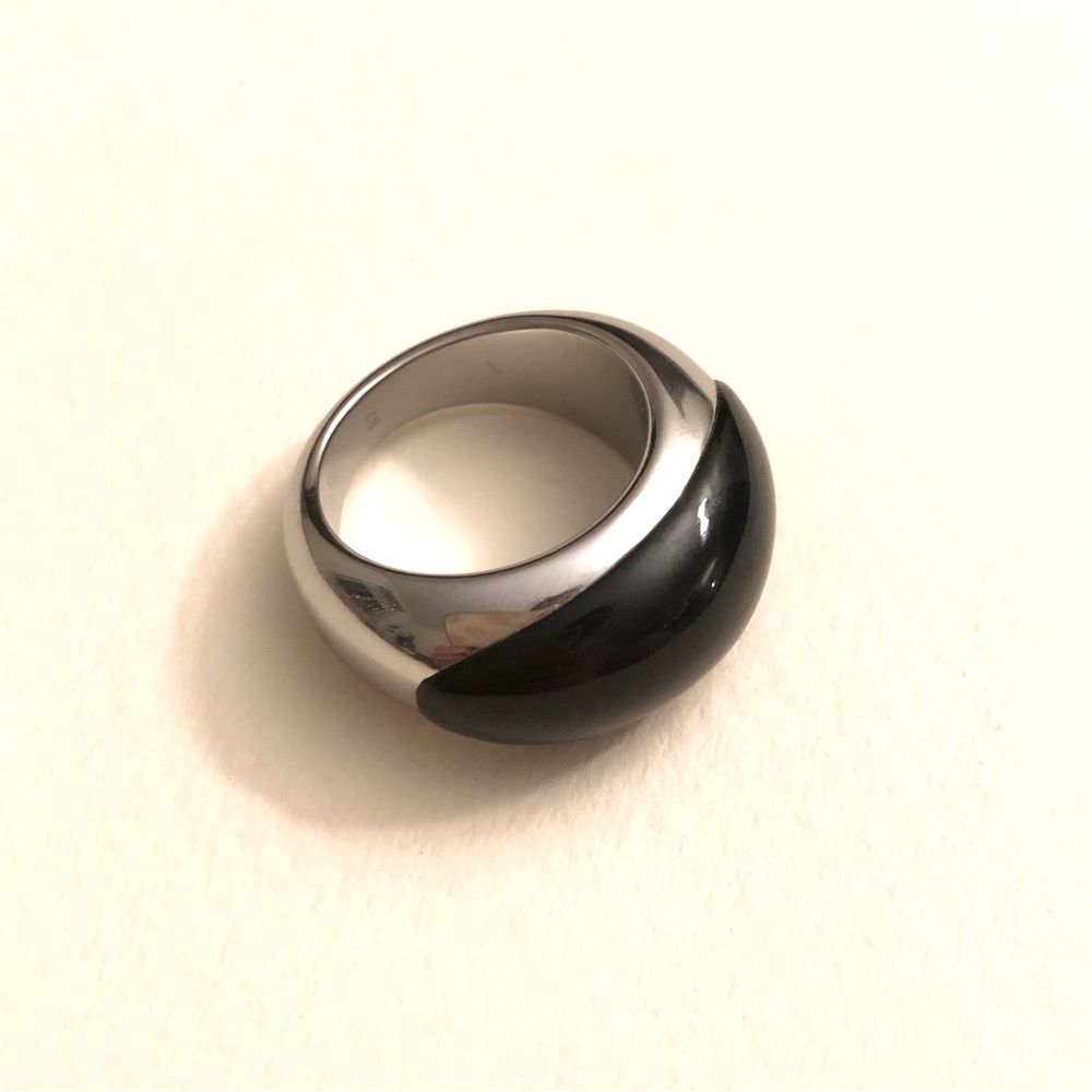 CALVIN KLEIN Ellipse Stainless Steel and Tinted Glass Ring